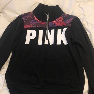 Black PINK quarter zip with floral pattern